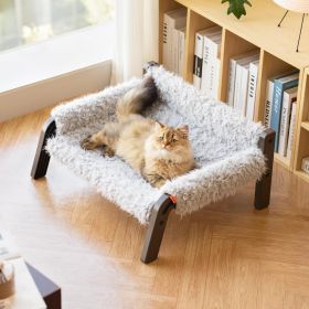 MEWOOFUN Elevated Pet Bed - Raised Small Dog Couch With Washable Cover & Non-Slip Base, Supports 44 Lbs For Indoor Outdoor Use Plush Grey (Option: QS19E)
