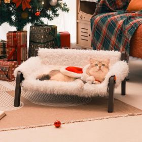 MEWOOFUN Raised Bed - Elevated Plush Pet Sofa With Non-Slip Bottom, Supports 44 Lbs, Washable Small Dog Bed (Option: QS19S)