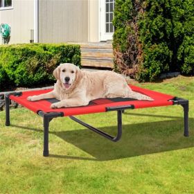 Elevated Mesh Fabric Pet Bed (Color: Red)