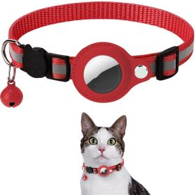 Reflective Collar Waterproof Holder Case For Airtag Air Tag Airtags Protective Cover Dog Puppy Nylon Collar (Color: Red)