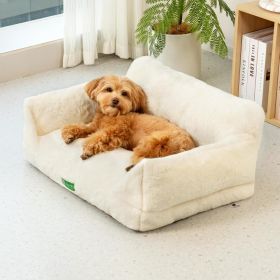 MEWOOFUN Sofa Bed - Washable Pet Bed With Removable Cover & Non-Slip Bottom For Small Dogs White, Medium (Option: QCP191)