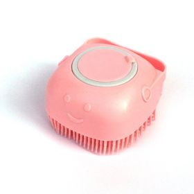 Silicone Dog Bath Massage Gloves Brush Pet Cleaning Tool Can Pour Shampoo Dog Grooming Supplies (Option: Pink-Round shape)