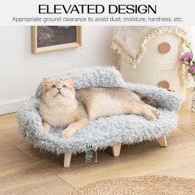 MEWOOFUN Elevated Bed With Washable Cover - 26x18.3x8.5 Inch Wooden Pet Sofa For Small & Medium Dogs Grey, Modern Design (Option: QM128)