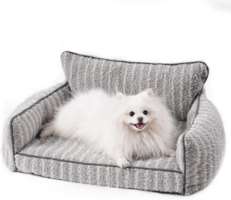 MEWOOFUN Orthopedic Pet Sofa - Supportive Bed For Small Medium Dogs, Anti-Slip Couch With Removable Cover, Grey, Large (Option: WP155)